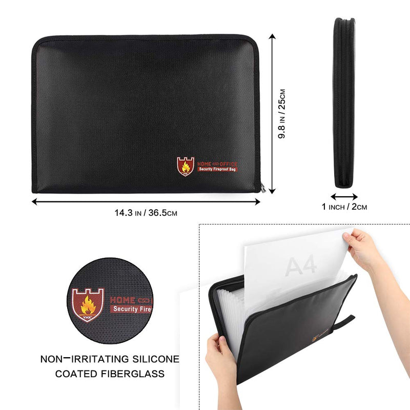 Fireproof Document Bag Fire & Water Resistant File Folder A4 Size 12 Pockets Fireproof Waterproof Safe Document Holder, Non-Itchy Silicone Coated Portable Filing Pouch for Legal Document, Cash Fireproof Bag A4 - NewNest Australia