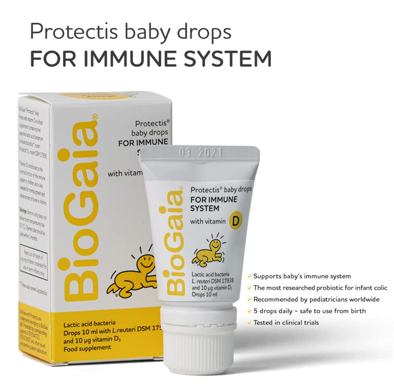 BIOGAIA Protectis Probiotic Drops with Vitamin D3 10ml Suitable for Newborn Babies,Balance Baby’s Gut Flora and Support Immune System. Contains BioGaia Patented L Reuteri DSM 17938. - NewNest Australia