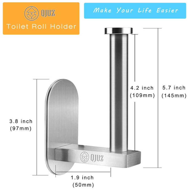 QJUZ Adhesive Toilet Paper Holder, Lavatory Toilet Paper Holder for Bathroom Kitchen on Wall, Toilet Tissue Paper Holder, Stainless Steel Brushed Holder, Drill Free 1 - NewNest Australia