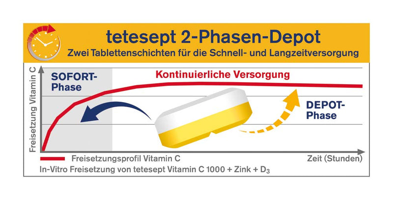 Tetesept Vitamin C 1000 + Zinc + D3 - Dietary Supplement To Support The Immune System, Cell Protection And Bones - Vitamin Tablets - 3 X 30 Tablets Tetesept Vitamin C 1000 + Zinc + D3 - NewNest Australia
