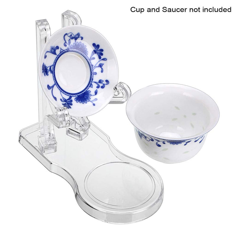 NewNest Australia - Hipiwe Acrylic Tea Cup Saucer Display Stands Clear Dinnerware Display Easel Stand Teacup Sets Plate Holder,Pack of 8 (5pcs,High Legs) 