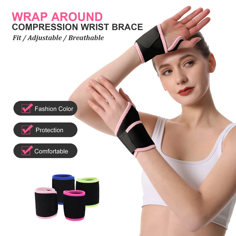 Wrist Support Brace 2 Pack Adjustable Wrist Strap Carpal Tunnel Wrist Support for Sports Protecting Arthritis Tendinitis Pain Relief, One Size Fits Left or Right Hand (Pink) Pink - NewNest Australia