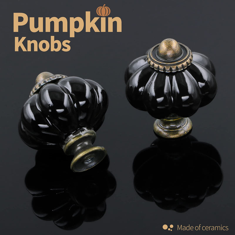 Zernmiarder Black Ceramic Knobs 12 Pack - Pumpkin Cabinet Knobs Retro Dresser Knobs - Vintage Drawer Pulls with Screws for Closet Drawer Cupboard Cabinet and DIY Home Project - NewNest Australia