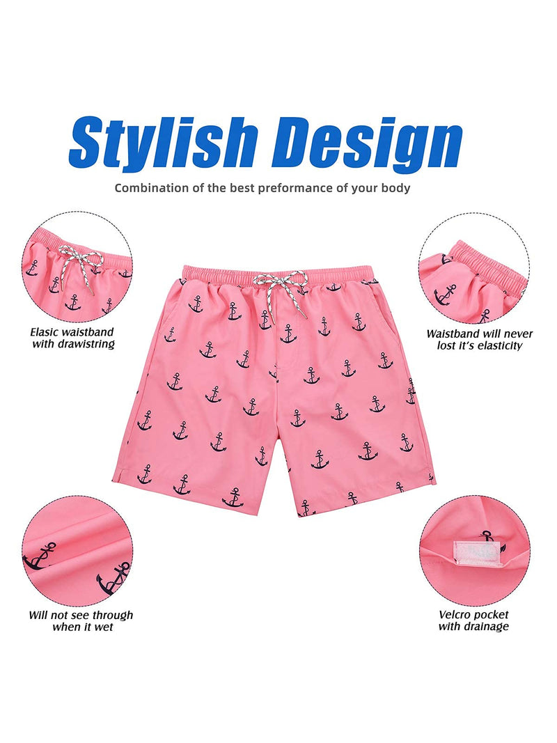 Century Star Mens Swim Trunks Quick Dry Swim Shorts Beachwear for Men Summer Holiday Medium 01 Pink Anchor - NewNest Australia