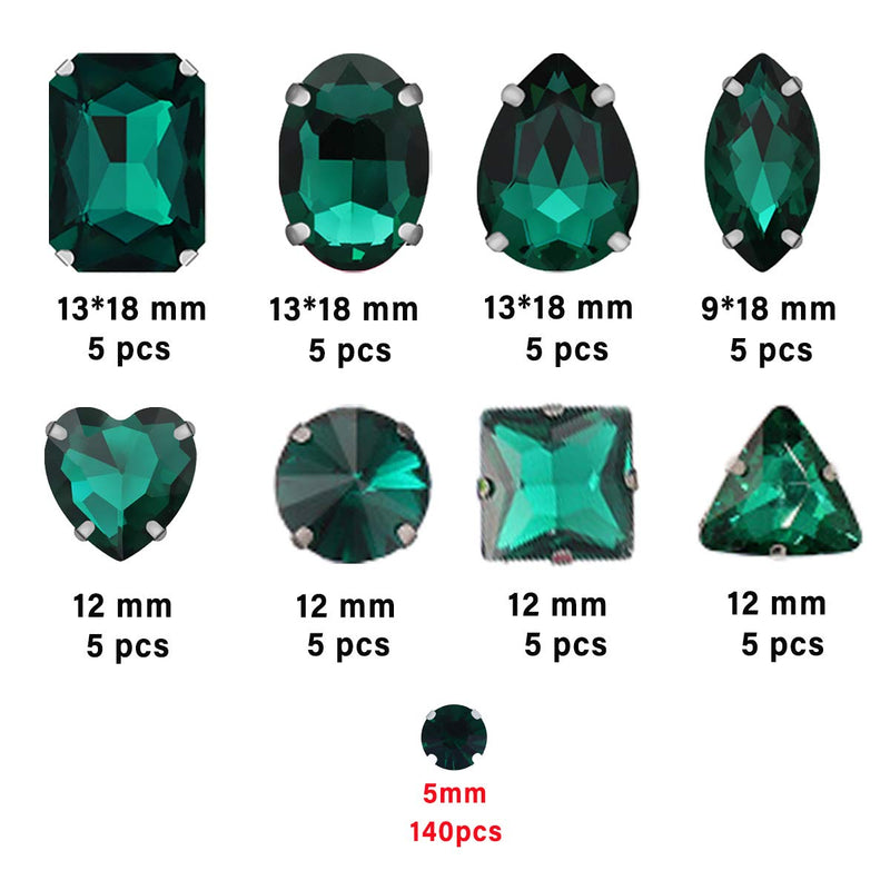 Sew on Rhinestones, 180pcs White Rhinestones Mix Shapes Sew on Glass Rhinestone Gems with Prongsfor Crafts, Clothes, Costume, Shoes, Dresses(White) 1:White - NewNest Australia