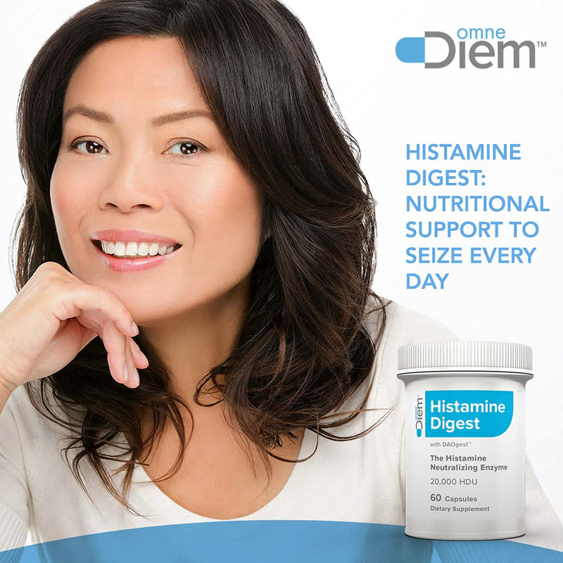 Omne Diem DAO 20,000 HDU - 60 Caps - Histamine Neutralizing Enzyme - No More Red Wine Headaches - Relieve Histamine Intolerance with Diamine Oxidase - Defend Against Allergy-Like Reactions - NewNest Australia