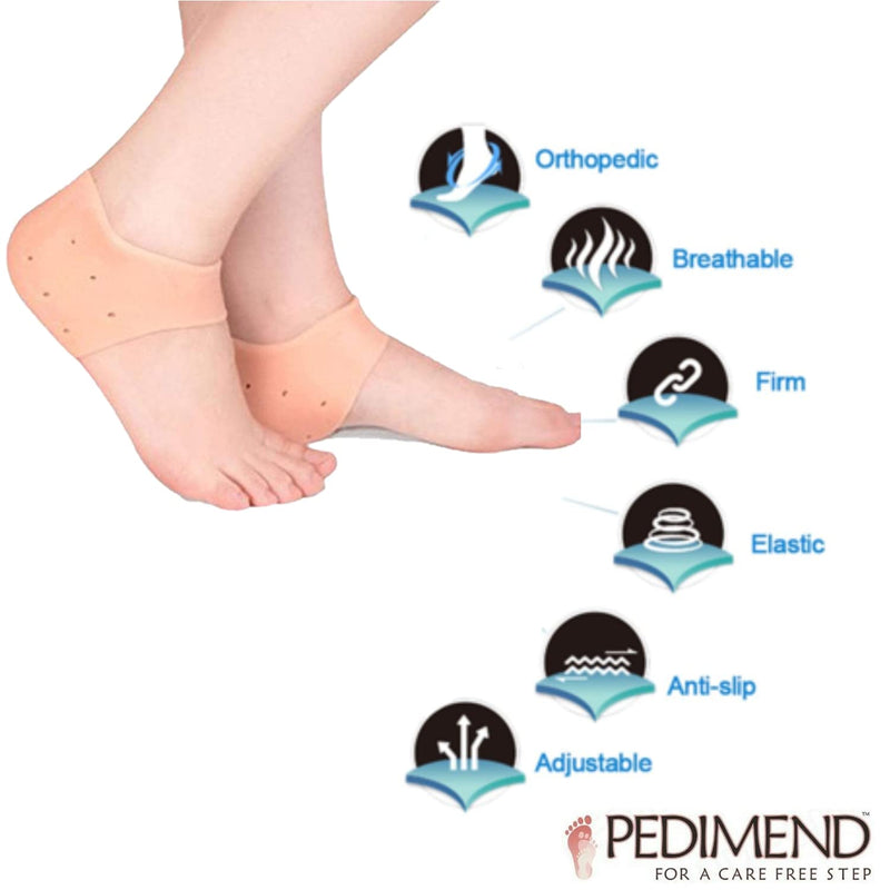 PEDIMEND Silicone Gel Heel Socks with Hole (1PAIR) - Cracked Heel Protectors - Relieve Heel Pain, Heel Pressure with Extra Cushioning – Ideal for Rough Heels - Extra Strong & Thick - Foot Care - NewNest Australia