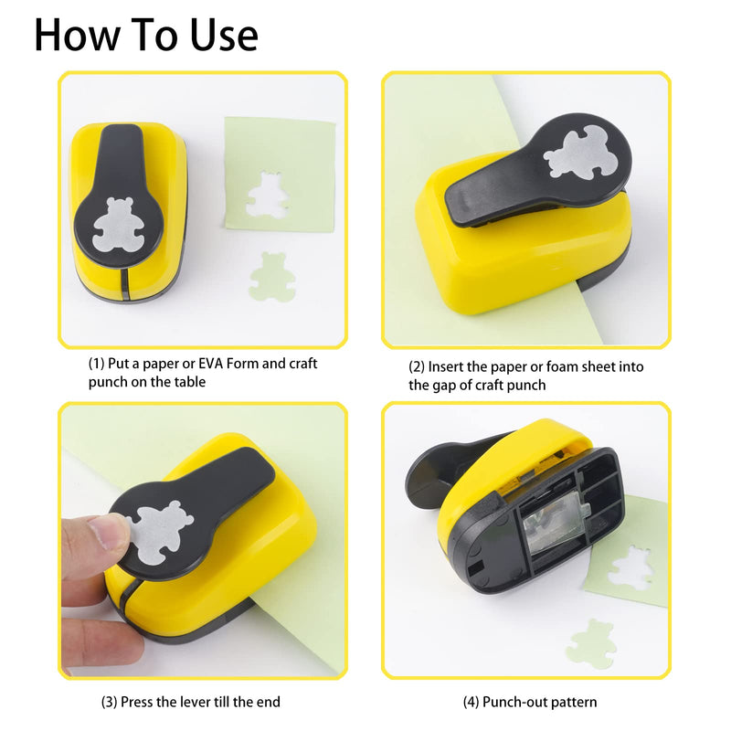 Bear Shape Paper Punch 1 Inch Hole Punch Lever Action Craft Punch Single Hole Puncher for DIY Crafting Bear Hole Punch for Scrapbooking - NewNest Australia