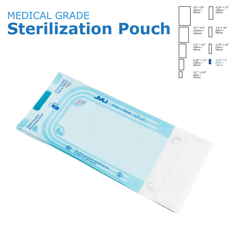 JMU 2-1/4"X5" Self Sealing Sterilization Pouches,Pack of 200,Autoclave Sterilizer Peel Bags Dual Indicator for Dental Medical Instrument Cleaning Tools 2.25" x 5" - NewNest Australia