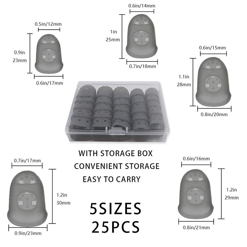 5 Sizes Guitar Fingertip Protector With Compact Box, Premium Silicone Guitar Finger Guards, Non-Slip Breathable Fingertip Protection Covers Caps for Guitar, Sewing, String Instruments (Grey) Grey - NewNest Australia