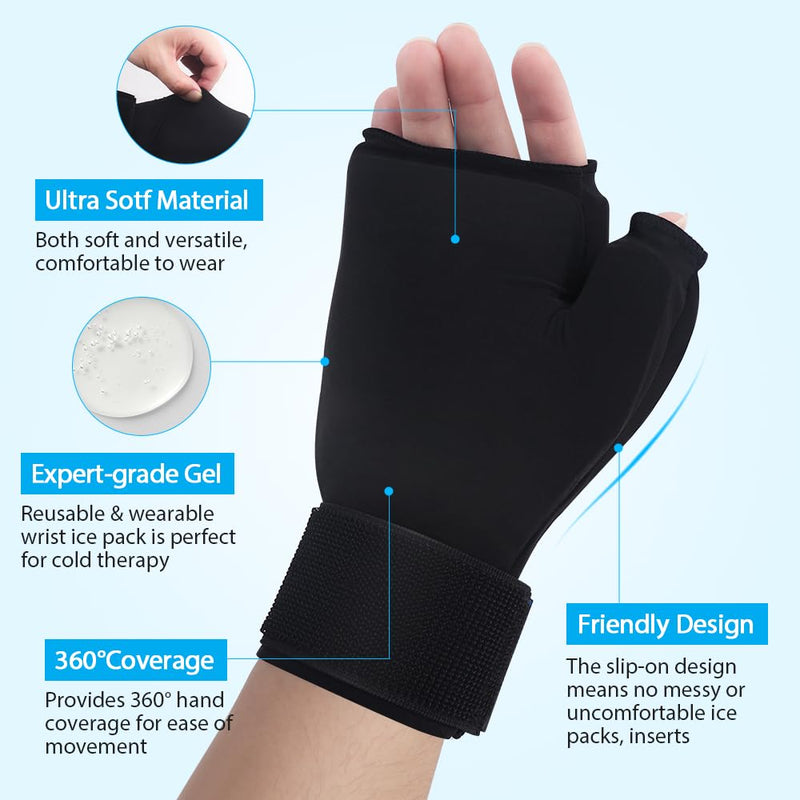 NEWGO Wrist Ice Pack, Gel Hand Ice Glove, Ice Wrap for Thumb, Hot Cold Therapy, Adjustable Strap for Pain Relief of Carpal Tunnel, Arthritis, Swelling & Bruises - NewNest Australia