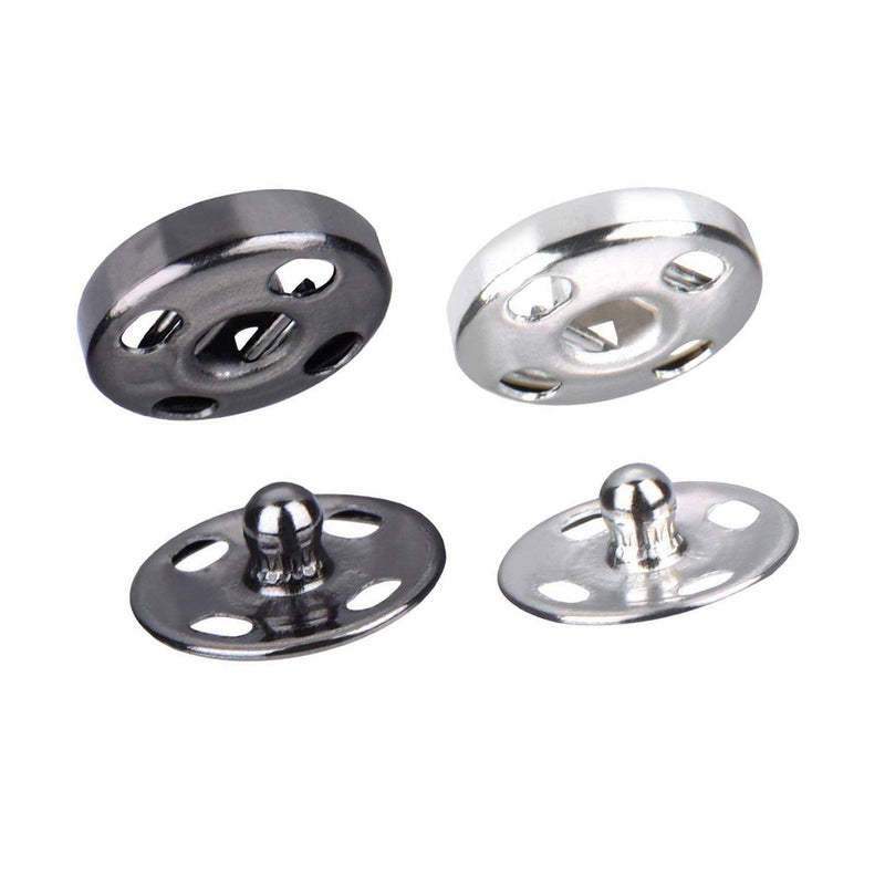 Kenkio 120 Sets Sew-on Snap Buttons Metal Snaps Fasteners Press Studs Buttons for Sewing , 8 mm and 10 mm,Black and Silver - NewNest Australia