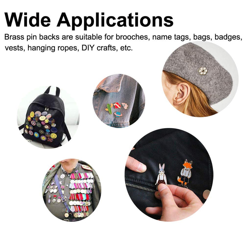 Lapel Pin Backs, 50PCS Pin Backs for Brooch Tie Hat Badge Insignia, Brass Pin Backings, Nickel Color - NewNest Australia
