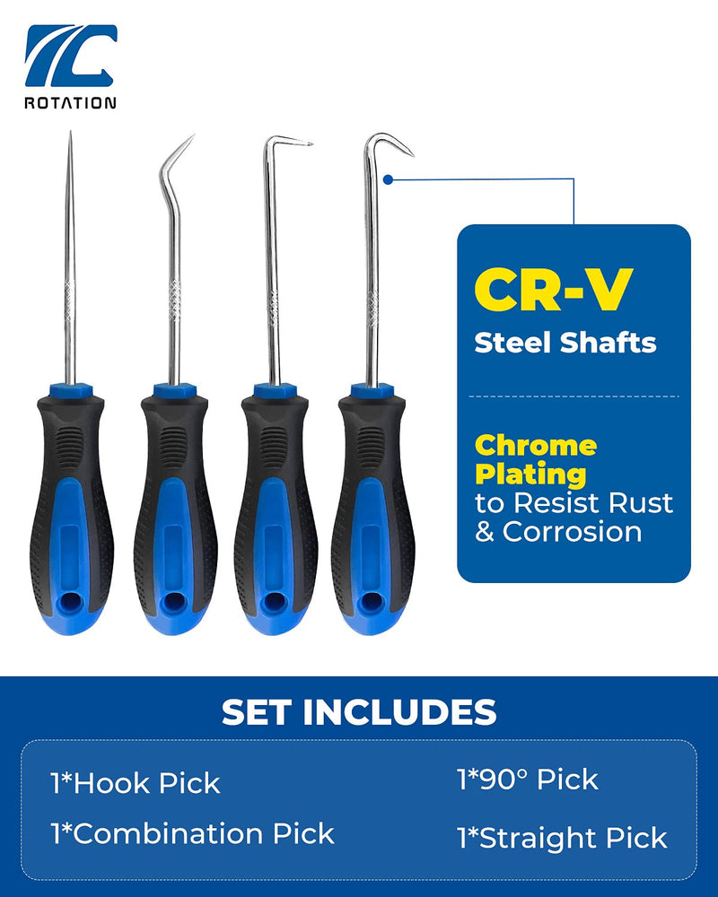 Precision Hook and Pick Set, 4 Piece Set, Chrome Vanadium Steel Shaft, for Remove Hoses and Gaskets | Blue - NewNest Australia