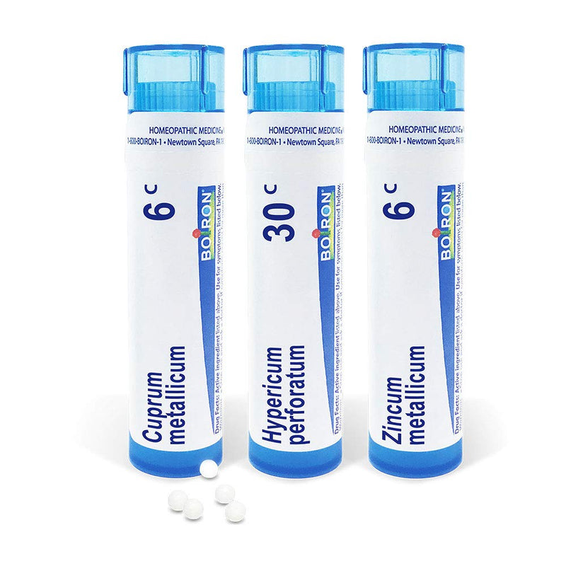 Boiron Leg Pain Relief, 3 Pack of 80-Pellet Tubes, Zincum metallicum 6C Cuprum mettalicum, 6C Hypericum perforatum 30C, Homeopathic Medicine to Relieve Restless Legs Leg Cramps and Shooting Pain, Blue - NewNest Australia