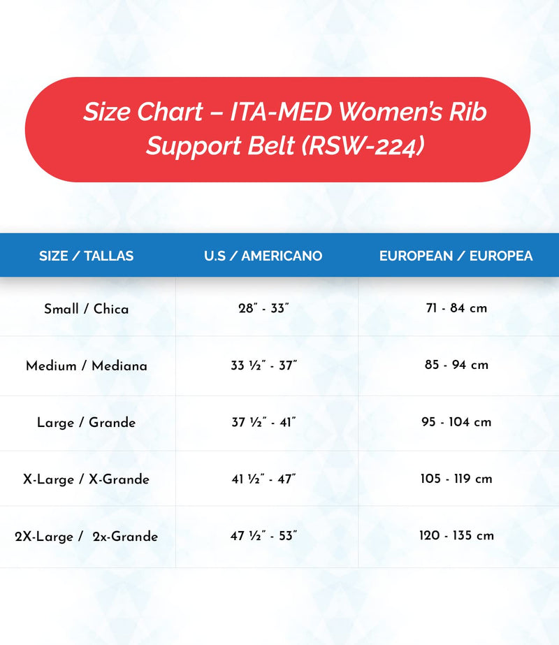 ITA-MED Breathable Elastic Rib Brace, Best Rib Belt for Women, Compression Rib Support Wrap/Binder for Broken, Cracked, Dislocated & Fractured Ribs, Made In USA, XX-Large 2X-Large - NewNest Australia
