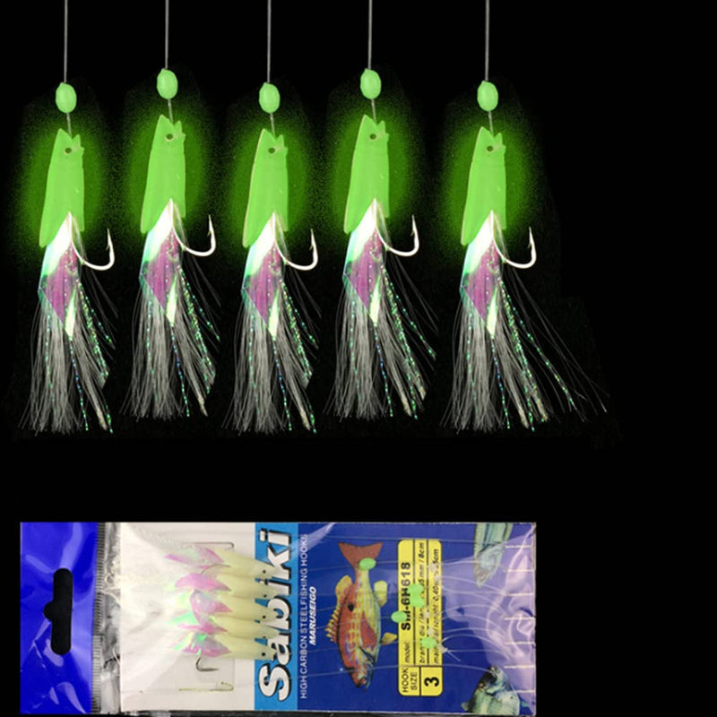 NA 8 Packs/40 Hooks Size 1#/2#/3#/4# Luminous Sabiki Rigs Fishing Flasher Lures Bait Rigs Fish Skin Glow Fishing Lure Fishing Beads High Carbon Hooks for Fresh/Saltwater - NewNest Australia