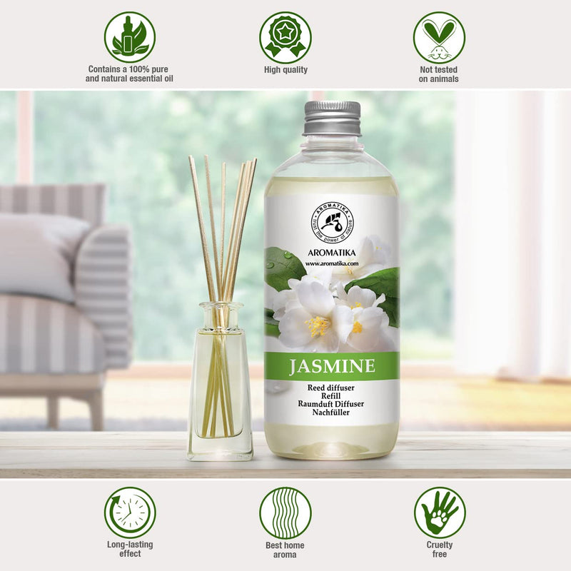 Room Fragrance Refill Bottle Jasmine 500 Ml ‚ Refill With Natural Pure Essential Jasmine Oil ‚ Intensive & Long-Lasting Aroma Natural ‚ Aromatise Indoor Air For Room - NewNest Australia