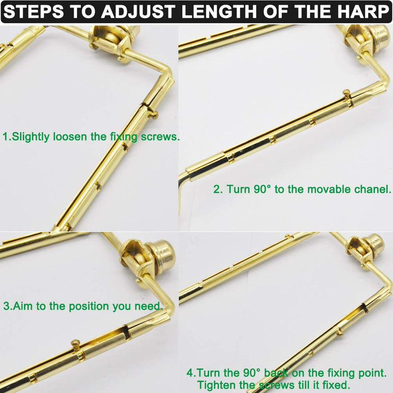 7 8 9 10 inch Lamp Shade Harp Holder,Adjustable Gold Lamp Harp Fits both E26 Light Base UNO Fitter Adapter and Saddle Base,Brass Color UNO Fitter Adapter Finial Set - NewNest Australia