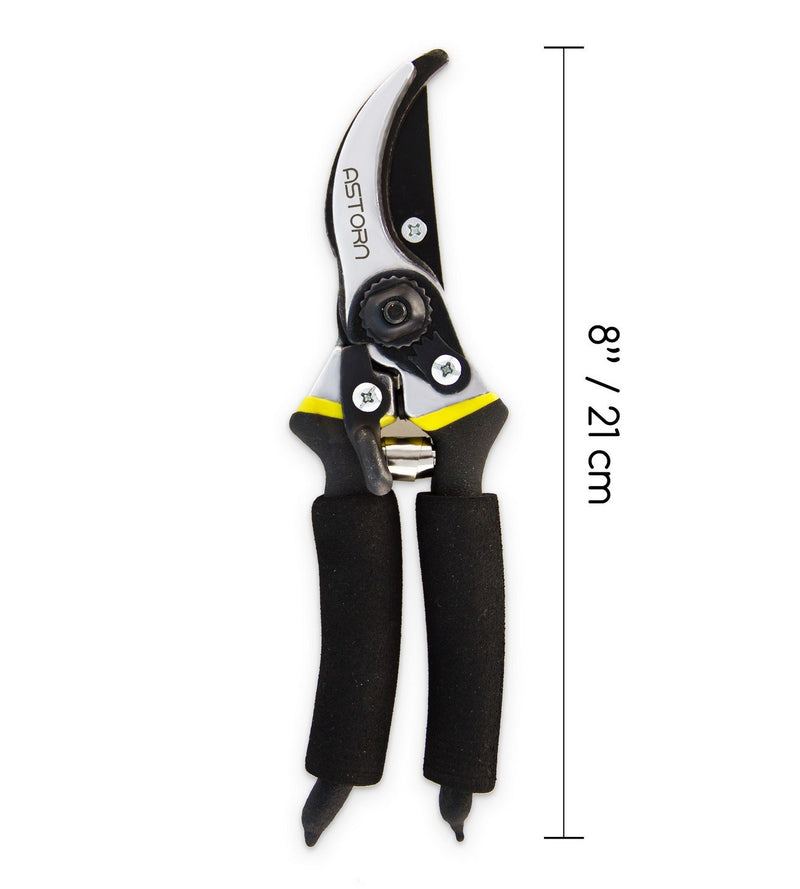 Astorn Bypass Pruning Shears for Garden Maintenance | Branch Clippers & Rose Pruning Shears | Hand Pruners with Ergonomic Handles, Shock-Absorbent Spring & Safety Lock | Gardening Scissors Set - NewNest Australia