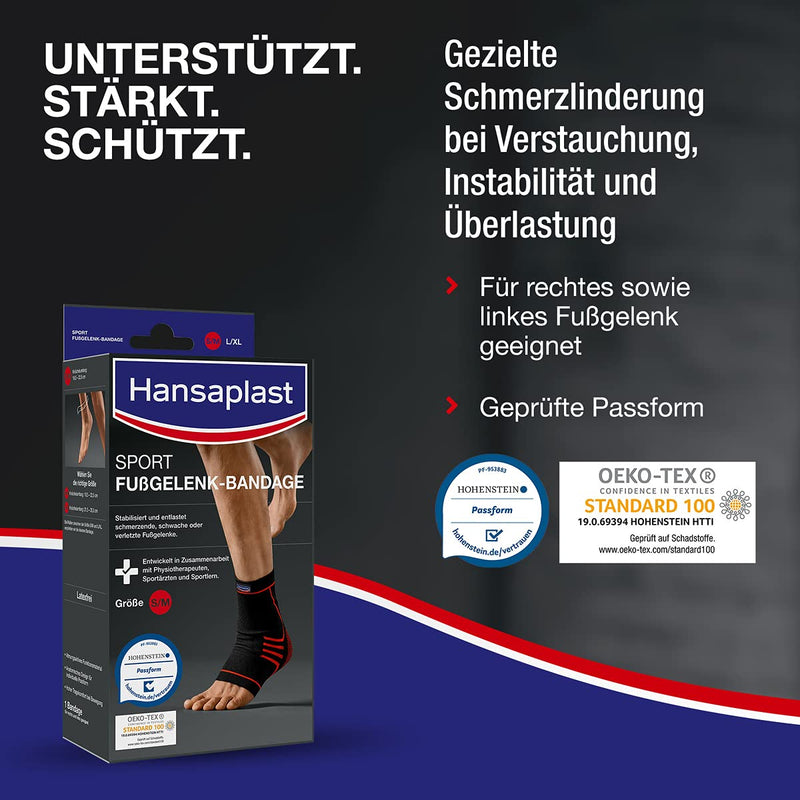 Hansaplast Sport ankle bandage, ankle bandage protects and supports the joint, ankle bandage suitable for the right and left ankle, size S/M (pack of 1) S/M (pack of 1) - NewNest Australia