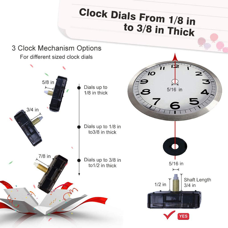 EMOON 4 Pieces Clock Mechanism Replacement Kit with 8 Pack Clock Hands, Silent Sweep Clock Motor Kit Battery Operated for Clock Repair DIY Replacement, Custom Clock Total Shaft Length 3/4 in - NewNest Australia
