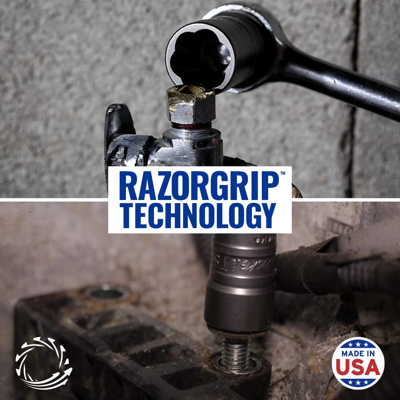 ROCKETSOCKET | 8 Pieces 1/4" Drive Bolt Lug Nut Extractor Socket Tool Set | RAZORGRIP Technology Extract Damaged, Frozen, Rusted, Rounded-Off Bolts, Nuts & Screws | Made in USA Steel 8pc set - NewNest Australia