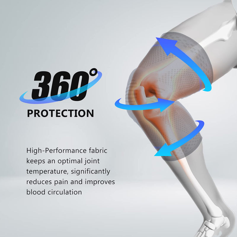 Professional Knee Brace Compression Sleeve - Best Knee Braces for Men Women, Medical Grade Knee Support Protector for Running, Meniscus Tear, Arthritis, Joint Pain Relief, Sports Injury Recovery N2/Dark Grey 3XL - NewNest Australia