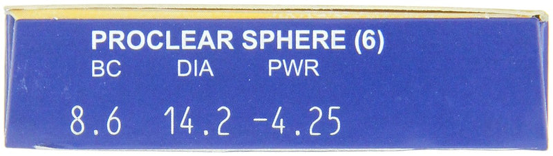 Proclear Spheric monthly lenses soft, 6 pieces / BC 8.6 mm / DIA 14.2 / -4.25 diopters - NewNest Australia