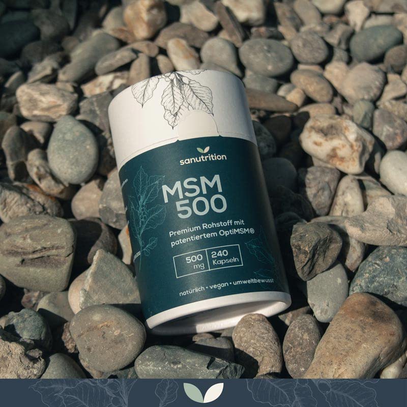 MSM 500 mg per capsule | 240 capsules | High dosage | Organic Sulfur | With branded raw material OptiMSM® with particularly good bioavailability | Vegan | 100% ecological paper packaging - NewNest Australia