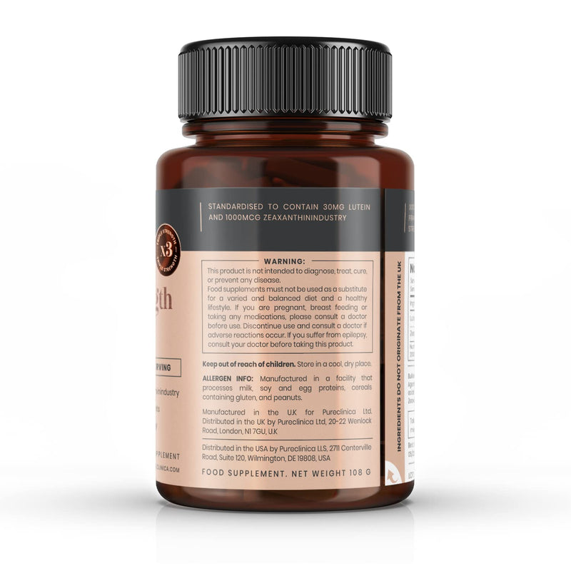 Triple Strength Lutein 30 mg x 90 Tablets with 1000 mcg Zeaxanthin - 3 Month Supply 90 Pieces (Pack of 1) - NewNest Australia