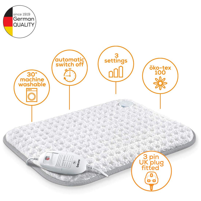 Beurer HK42UK Super-Cosy Heat Pad | Luxury soft fleece surface | Rapid warm-up function | 3 electronically regulated temperature settings | Machine-washable | Automatic switch-off - NewNest Australia