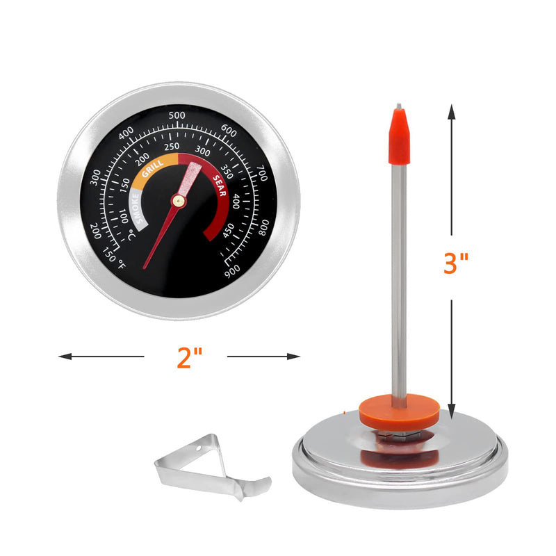 2" Grill Thermometer Replacement Part for Char Griller, Big Green Egg, BBQ Grill Smoker Thermometer Gauge for Grill Dome, 150-900°F - NewNest Australia