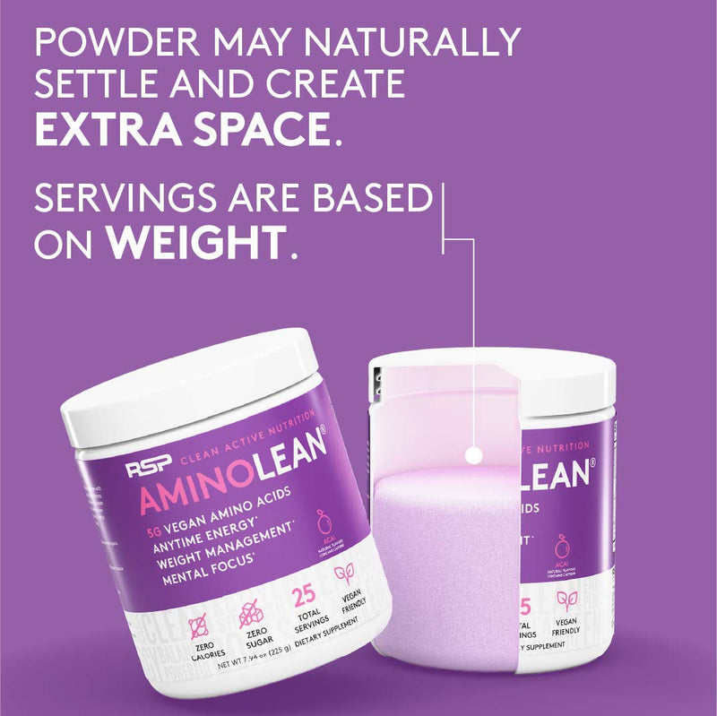 RSP Vegan AminoLean - All-in-One Natural Pre Workout, Amino Energy, Weight Management - Vegan BCAAs, Preworkout for Men & Women, Acai, 25 Serv 7.93 Ounce (Pack of 1) - NewNest Australia