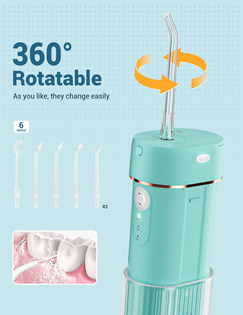 CARER BEAUTY professional oral irrigator for on the go with 3 modes and 6 nozzles IPX7 oral irrigator wireless water flosser for home/travel Protect your oral health - NewNest Australia