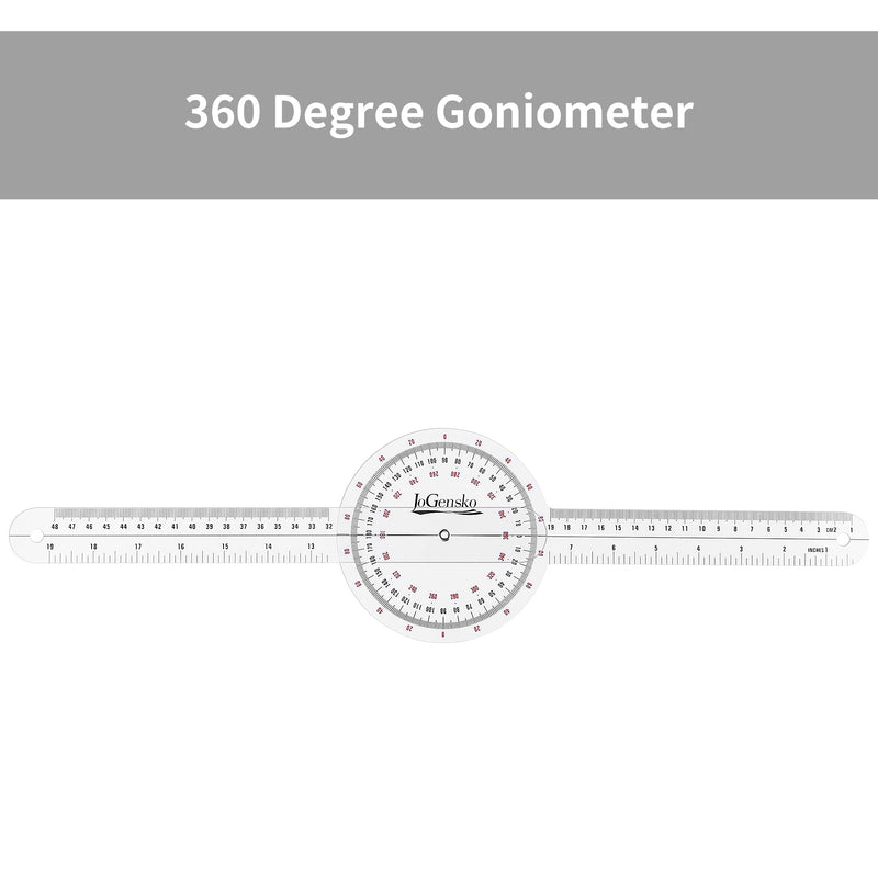 JoGensko 12 Inch Goniometer for Orthopaedic Use, 360 Degree Large Size Plastic Goniometer，Physical Therapy Angle Protractor Ruler for Knee Joints, Elbow, Shoulder or Hip - NewNest Australia