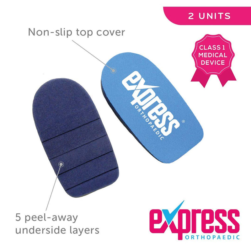 Express Orthopaedic® - Medically Approved Adjustable Heel Raise Shoe Inserts - Offers 15-3mm Heel Lift - 2 Units (MID Density/Blue, Large - Shoe:(UK)9-12 / (EU)42-46) Mid Density/Blue - NewNest Australia