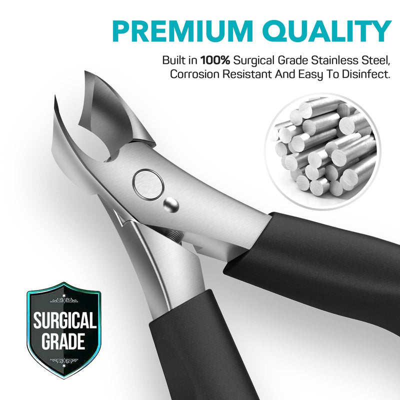 Toenail Clippers for Thick Nails - Heavy Duty Professional Thick & Ingrown Toe Nail Clipper for Men & Elderly, Large Toenail Scissors for Seniors/Mens/Women,Long Handle Safety Strong RONAVO(Black) Think toenails(Black) - NewNest Australia