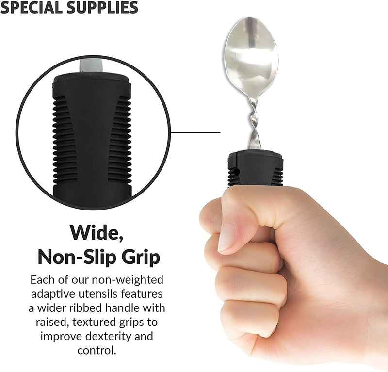 Extra Wide Handles Bendable Easy Grip Cutlery Set, Chunky Handles, Corfort Grips Disability Ideal Dining aid for Elderly Disabled Arthritis Parkinson's Disease Tremors Sufferers Black knife - NewNest Australia