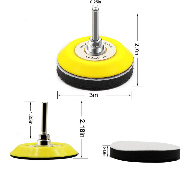 3 Inch(75mm) Hook and Loop Buffing Pad for Sanding Discs, Rotary Backing Pad with 1/4 Inch Dia Shank Drill Attachment and Soft Foam Layer-2 Pack - NewNest Australia