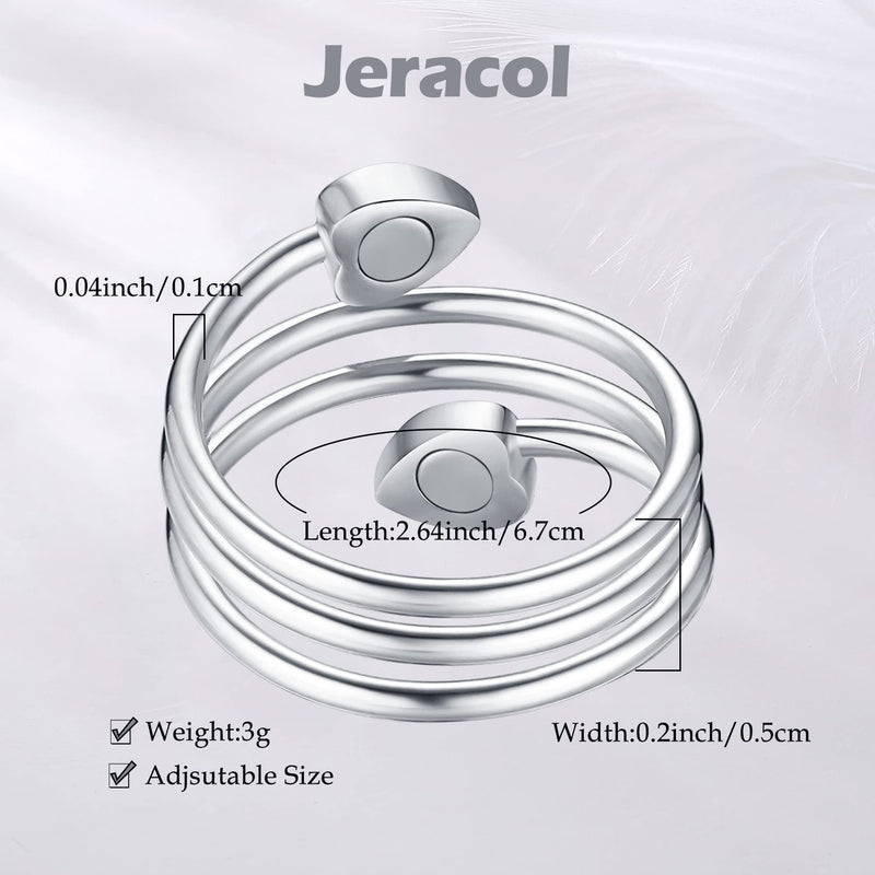 Jeracol Lymphatic Drainage Magnetic Copper Rings for Men Women,2 Pcs Pure Copper Magnetic Rings with Four Strong Magnets,Adjustable Copper Rings with A Gift Box Z-Silver - NewNest Australia