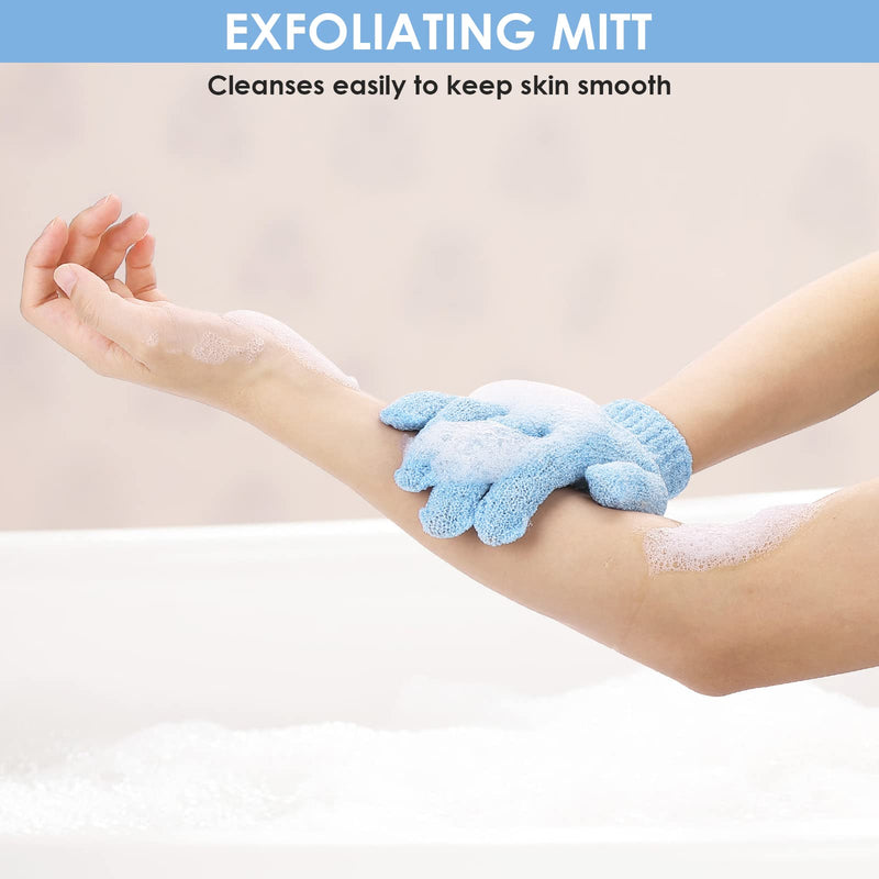 Sibba Pack of 8 Exfoliating Gloves Bamboo Exfoliating Gloves Body Exfoliating Washcloth Scrub Glove for Shower Spa Massage and Dead Skin Cells Black+Light Blue+Light Gray+Dark Blue - NewNest Australia