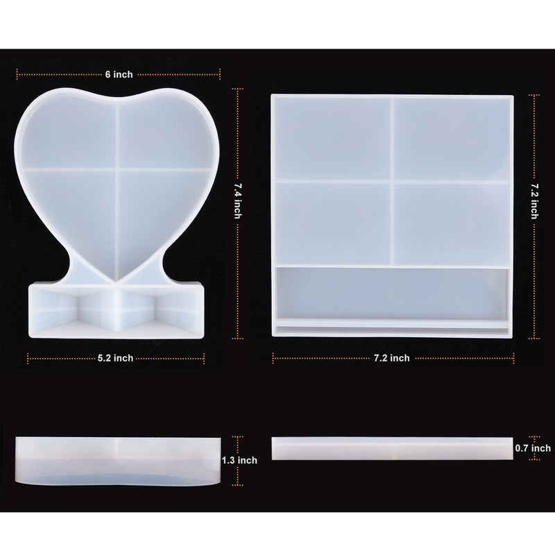 LET'S RESIN Resin Photo Frame Molds, Large Size Silicone Picture Frames Resin Molds for Casting, Square & Heart Shape Silicone Epoxy Molds for DIY Home Table Decor - NewNest Australia