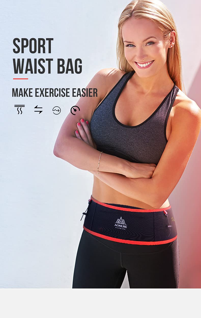 AONIJIE Lovtour Running Belt Waist Pack, Flip Waist Belt,with 250ml Soft Water Bottle Free and Lightweight for Marathon Climbing Jogging Cycling Workout Fitness Mobile Phone Holder Red S-M - NewNest Australia