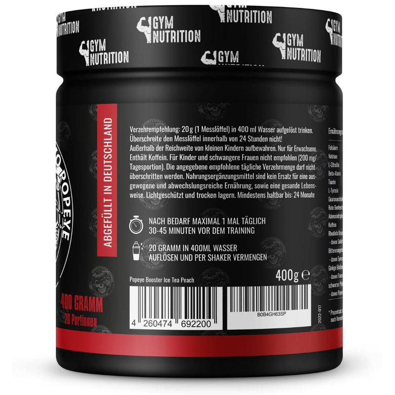 Road To Hell Ultra Hardcore Booster Pre Workout Powder Atp + L-Arginine + Citrulline + Beta Alanine + Caffeine 400 G In Collaboration With Sports Studio Popeye Ice Tea Peach Flavor Vegan - NewNest Australia