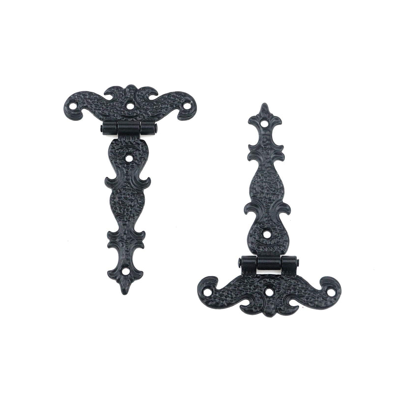 MY MIRONEY 4.45" x 2.72" Tee Hinge Zinc Alloy Black Decorative T-Strap Hinges Door Hinges with Screws Pack of 4 - NewNest Australia