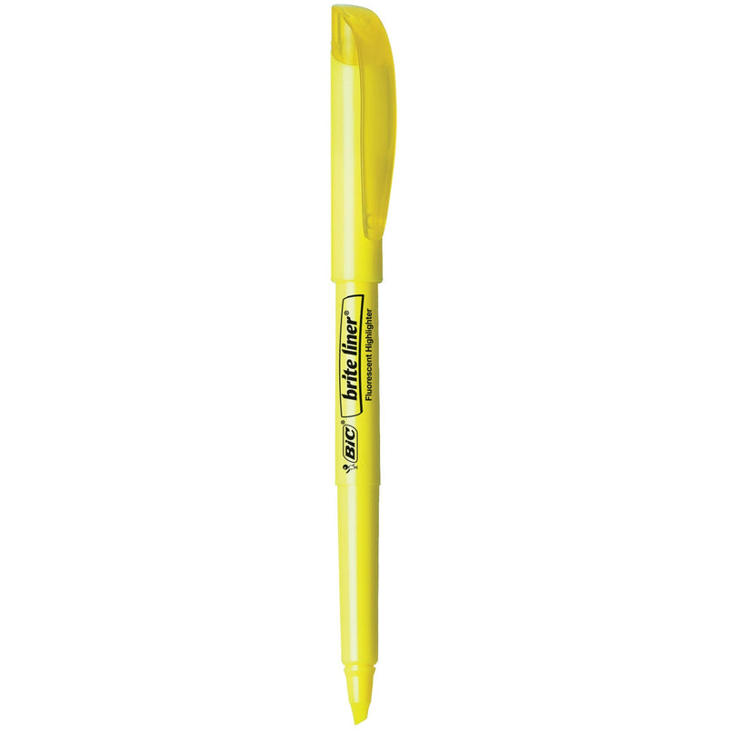BIC Brite Liner Highlighter, Chisel Tip, Yellow, 24-Count, Chisel Tip for Broad Highlighting or Fine Underlining 24 Count - NewNest Australia