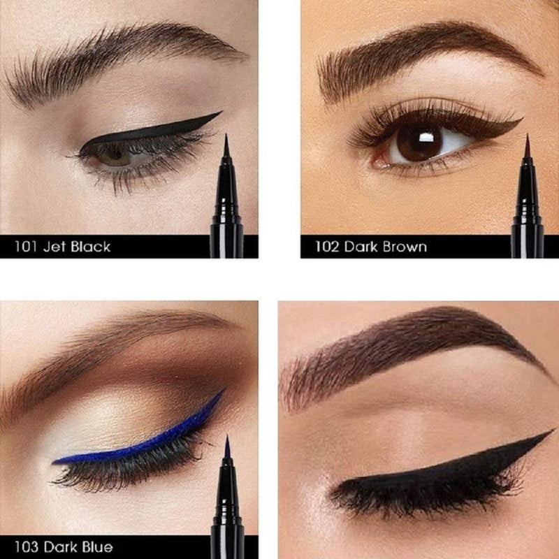 AQUAPURITY PHOERA® WATERPROOF LIQUID EYELINER PEN BROWN BLACK AND 4 MORE COLOURS SMUDGE PROOF EYE LINER LONG LASTING MAKEUP COSMETICS UK (101 jet black) 101 jet black - NewNest Australia