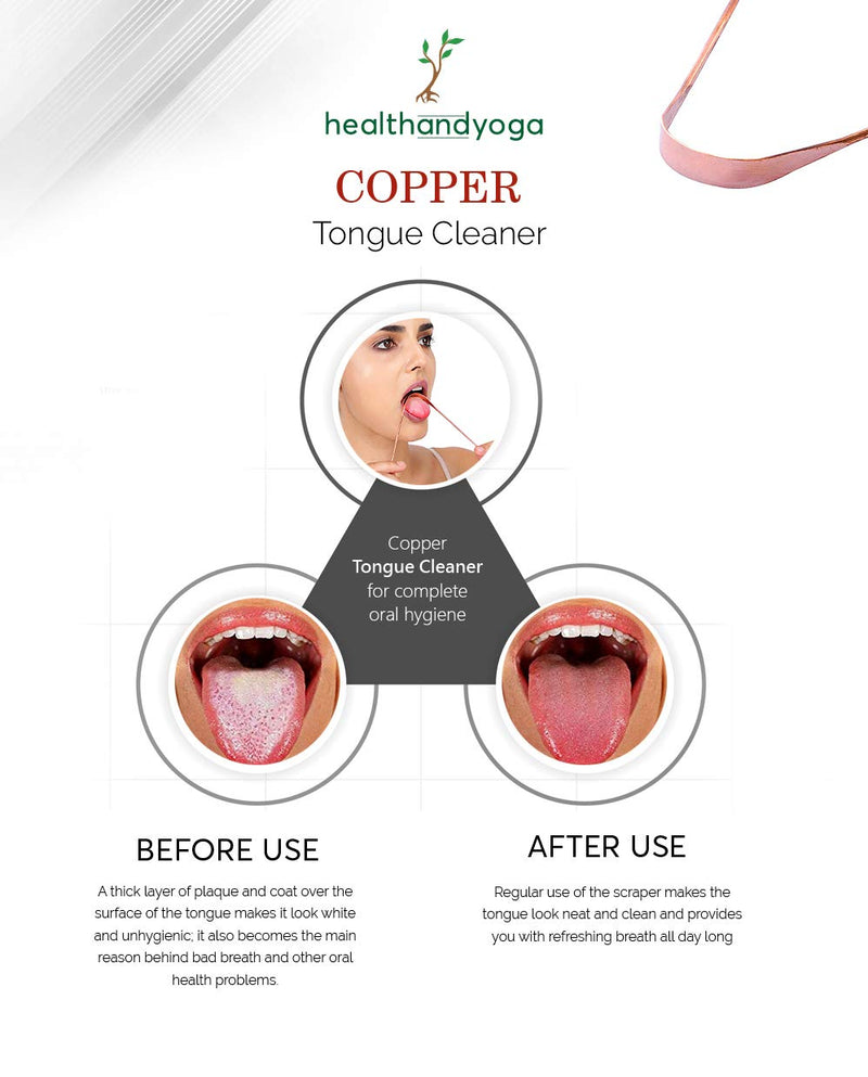 HealthAndYoga(TM) Copper Tongue Cleaners - Relief from Bad Breath - Oral Hygiene (Set of 3) Set of 3 - NewNest Australia