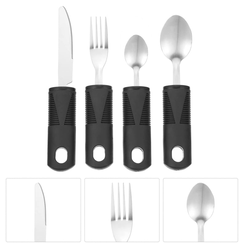 Adaptive Utensils Easy Grip Cutlery: 4 Pieces Bendable Fork Teaspoon Tablespoon Knife Non-Slip Handles For Hand Tremors Arthritis Parkinson'S Or Elderly People - NewNest Australia